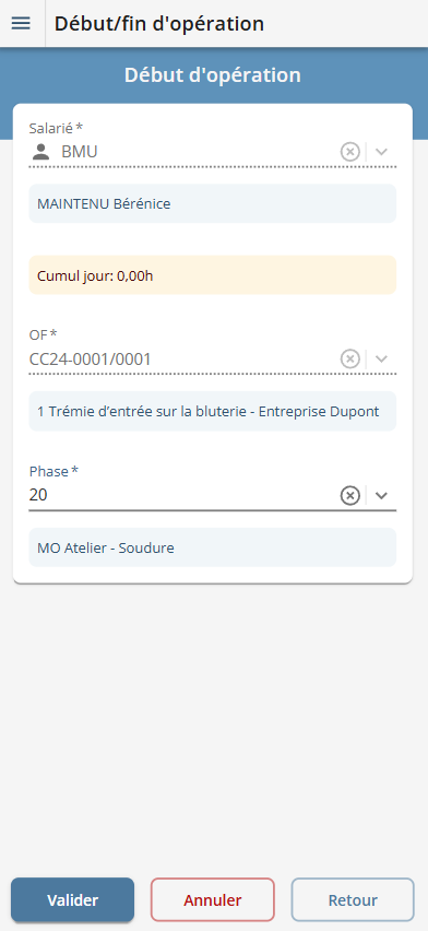 Saisie de suivi de production sur PDA Saisie de suivi de production sur PDA